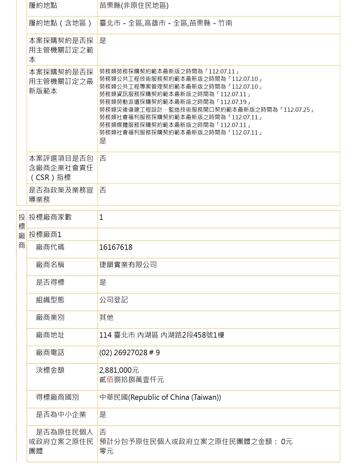 (決標公告)「那一天，彩虹出現」苗北原創音樂劇劇場器材租借及技術人力執行委託案 3