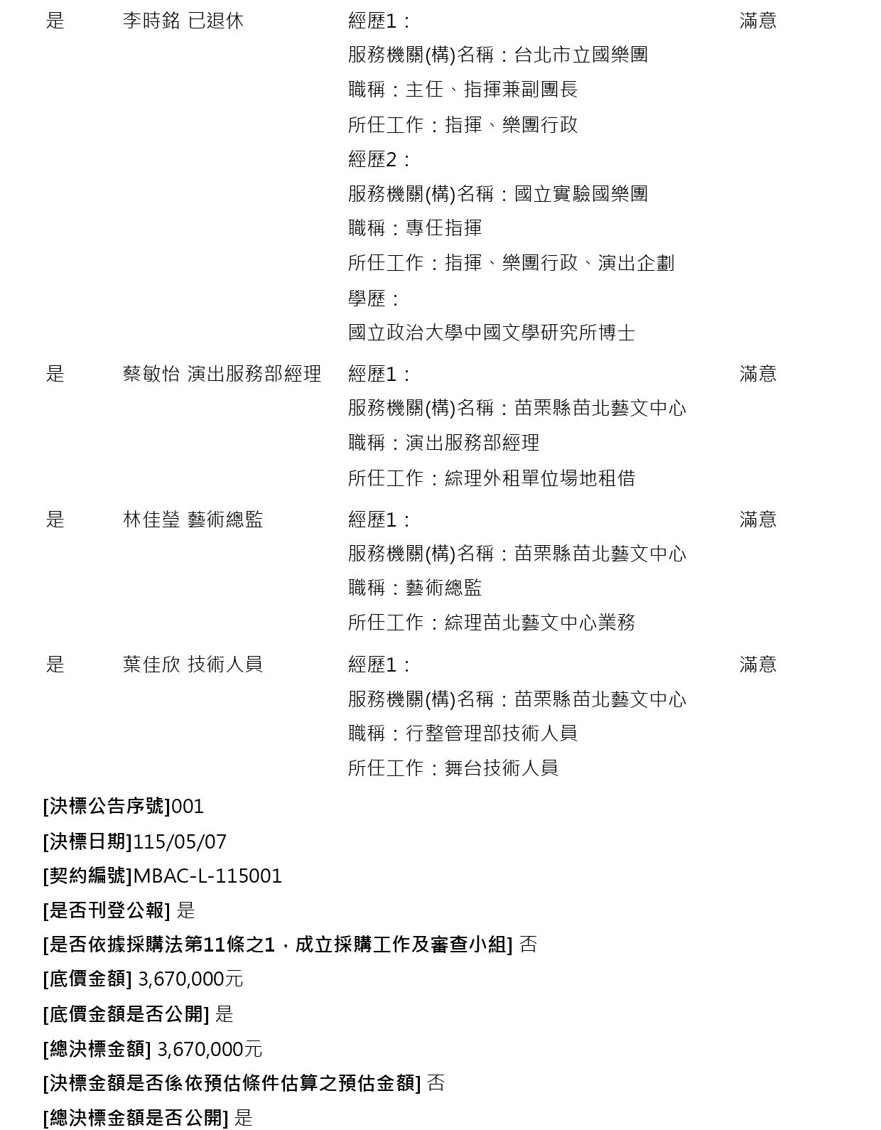 (決標公告) 2026《那一天，彩虹出現》原創音樂劇演出統籌執行委託4